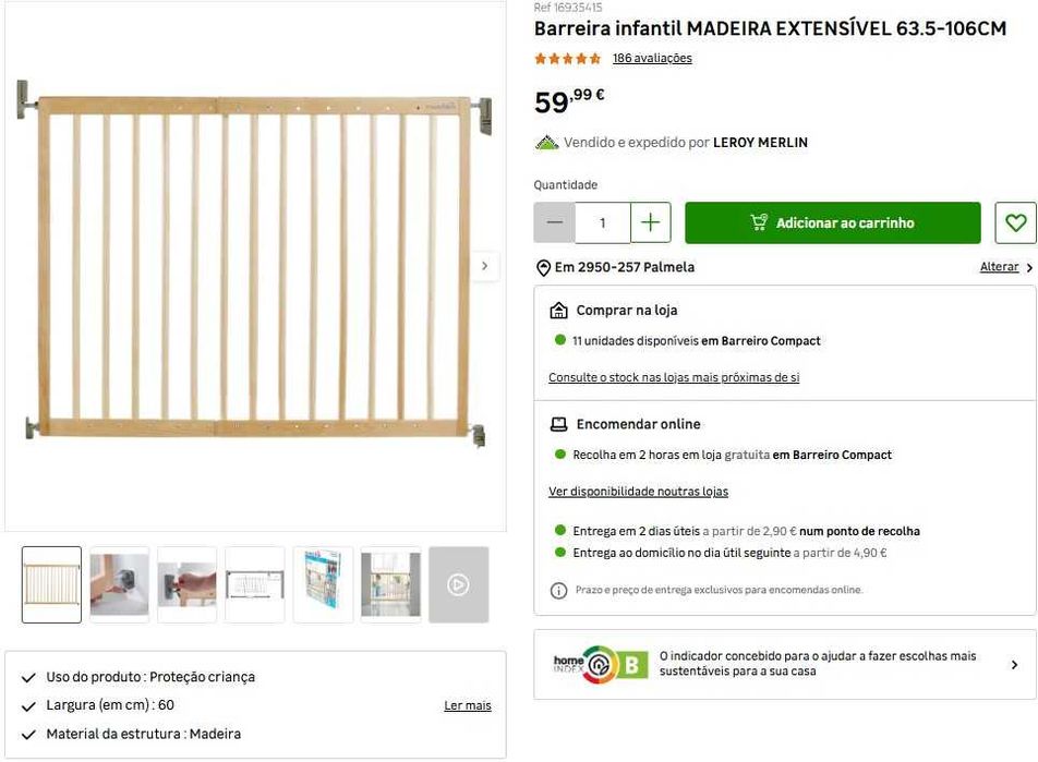 Barreira infantil MADEIRA EXTENSÍVEL 63.5-106CM MUNCHKIN