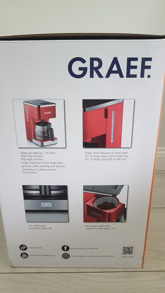 Ekspres przelewowy Graef Fk403 ekspres do kawy 1,25l czerwony
