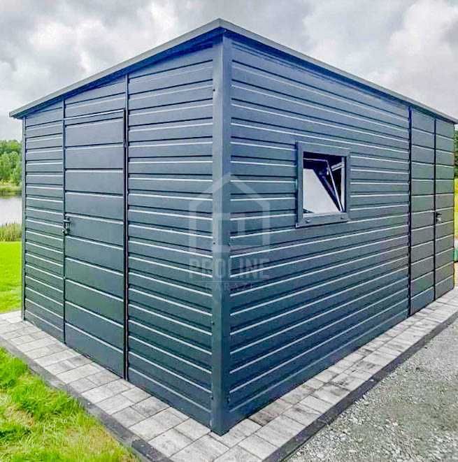 Schowek Domek Ogrodowy 4x2,5m Brama Drzwi Okno Dach spad w tył PLG156