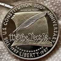200 років Конституції США. Один доллар 1987 рік. Пруф - лайк. Срібло.