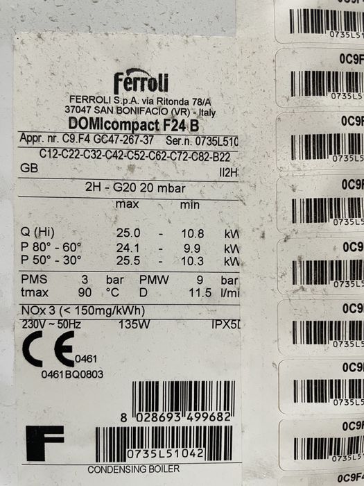 Kocioł gazowy Ferroli piec dwufunkcyjny