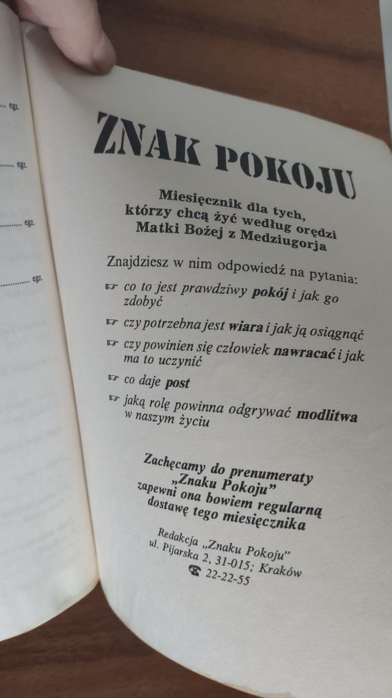 " Znak pokoju " miesięcznik nr 72-83 rok 1994