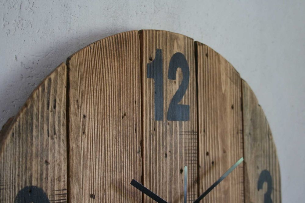 Zegar ścienny drewniany rustykalny boho loft rękodzieło
