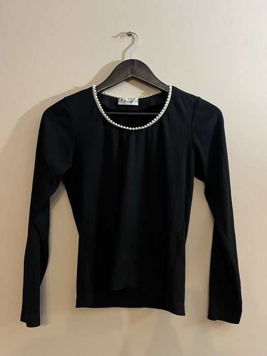 Bluzka z długim rękawem z perłami