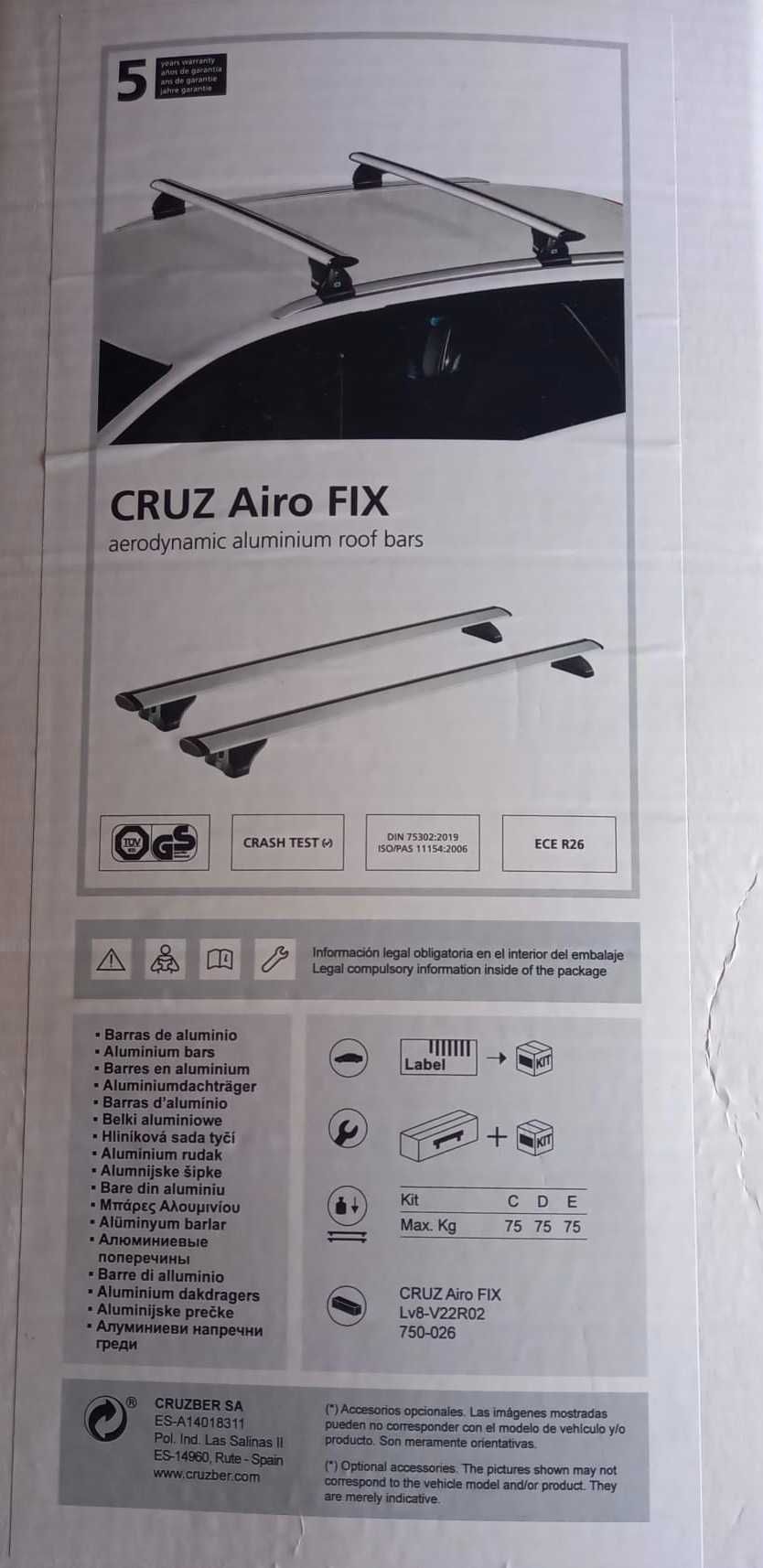 Barras Novas Universais em Aluminio e Aerodinâmicas CRUZ Airo FIX 108
