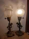 candieiros de mesa bronze antigos globo vidro