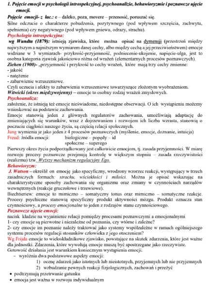 Notatki i skrypty z psychologii 1-3 rok studia materiały do nauki