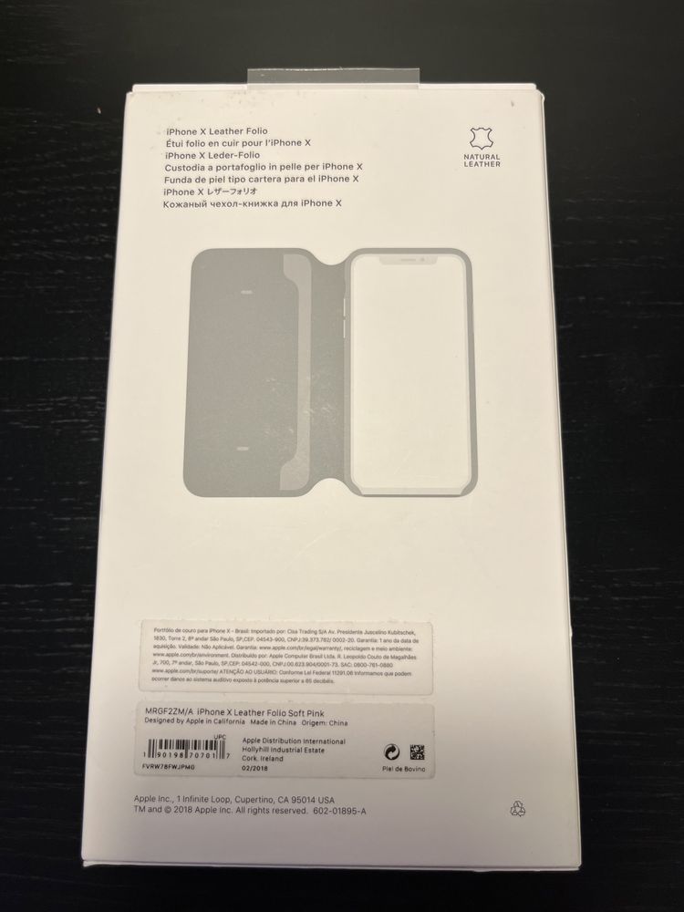 Iphone X apple leather case skóra róż