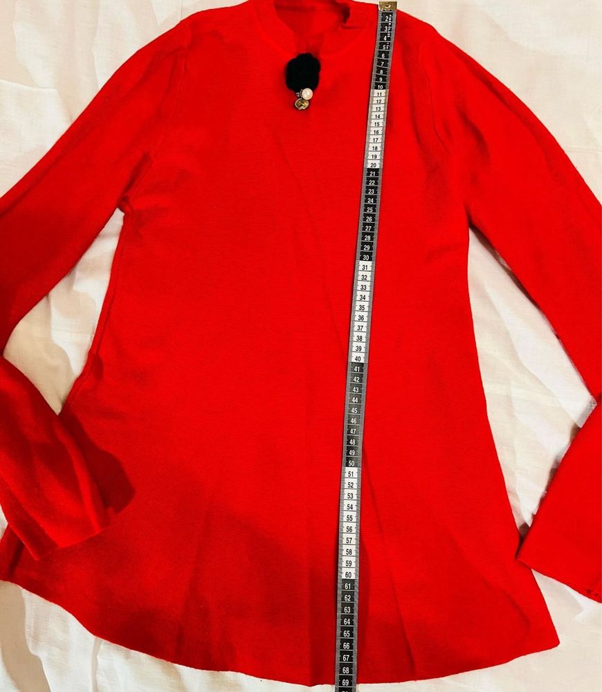 Красный свитер удлиненный на подростка