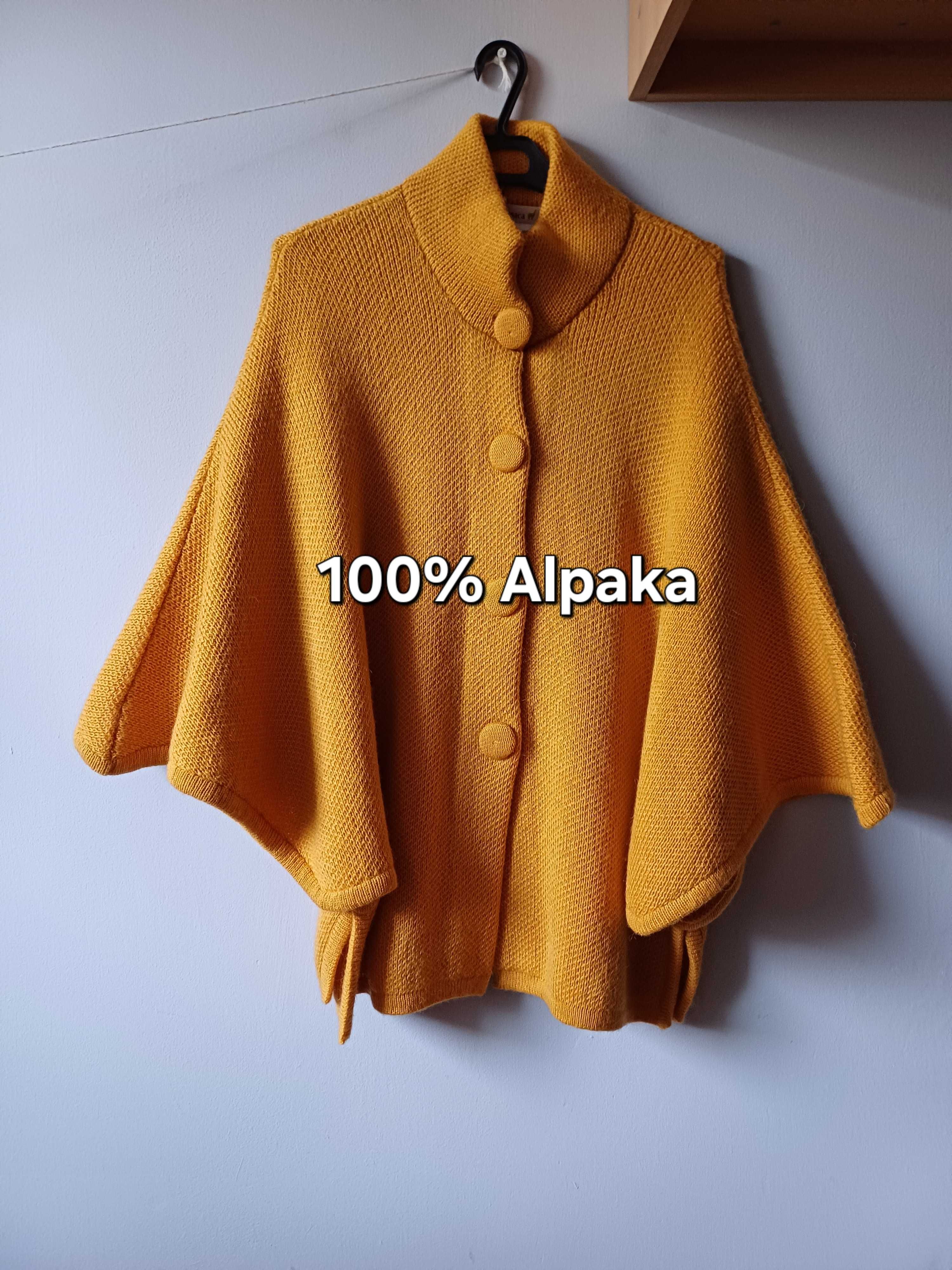 Alpaca Links ponczo 100% wełna alpaki rozmiar uniwersalny
