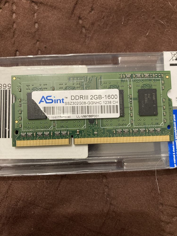 Оперативна памʼять ASint DDR 3, 2Gb -1600 для ноутбука.