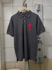 bluzka koszulka t-shirt polo polówka US polo assn siwa L czerwona c