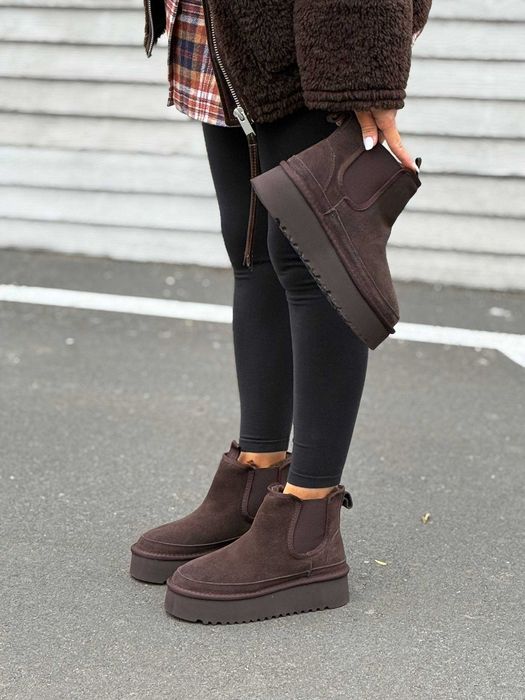 Жіночі зимові угги-челсі Stilli (36-41) Черевики на хутрі замшеві