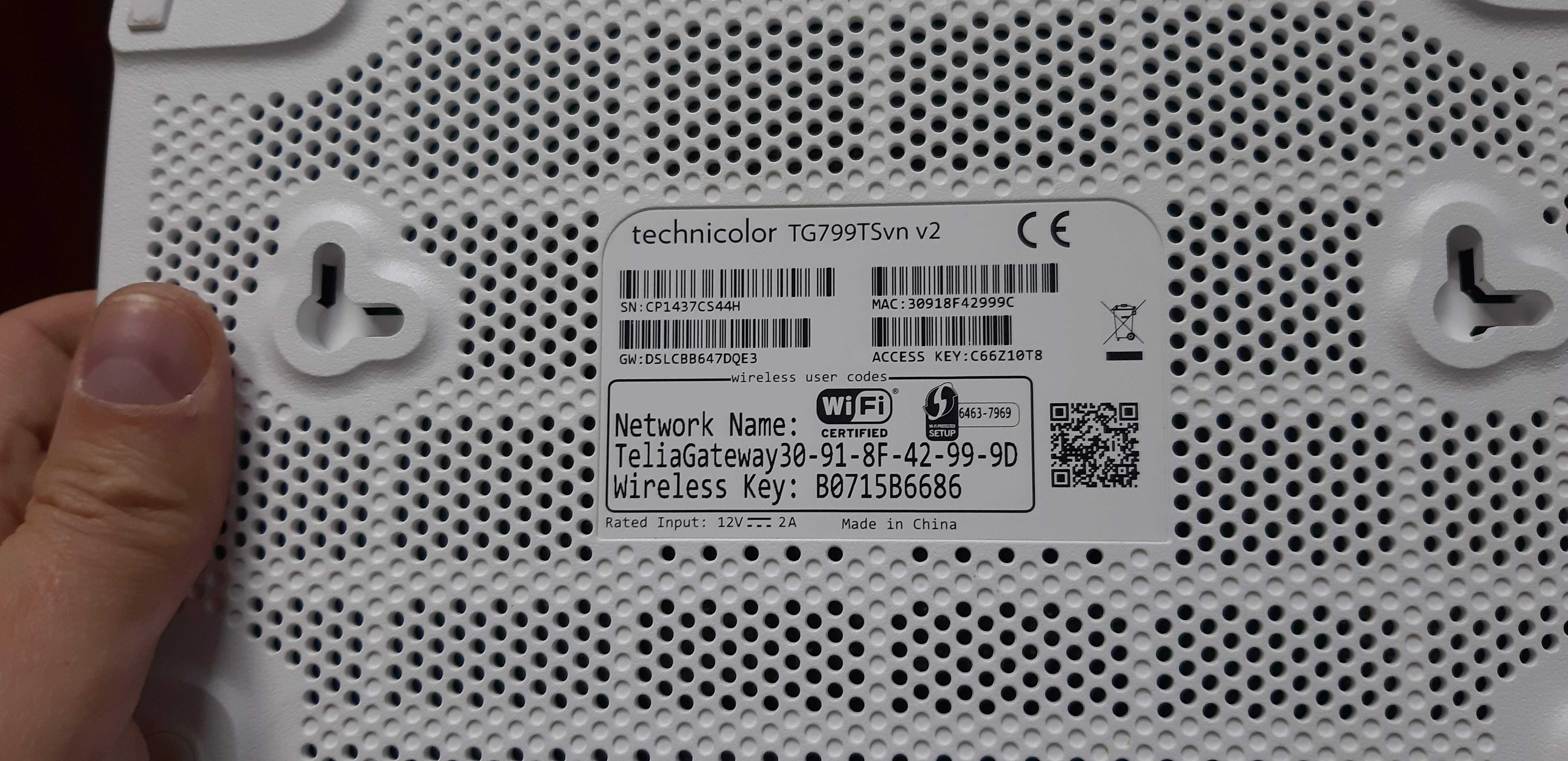 TECHNICOLOR TG799vn v2 Telia маршрутизатор  роутер Wi-fi, 1 Гбіт