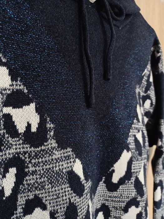 Granatowy sweter w panterkę, Promod, XS/S