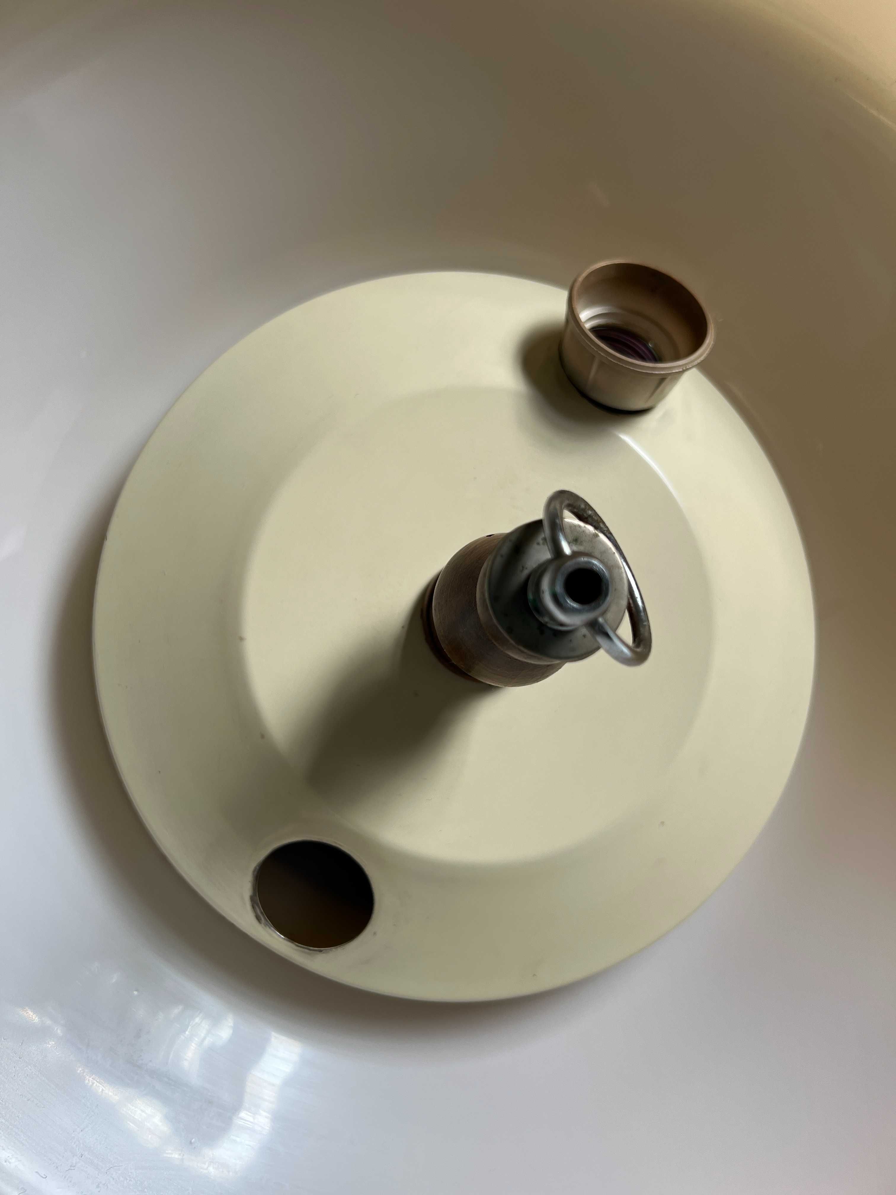Lampa wisząca ' Space Age '/ Żyrandol PRL / Żółte szkło +drewno OKAZJA