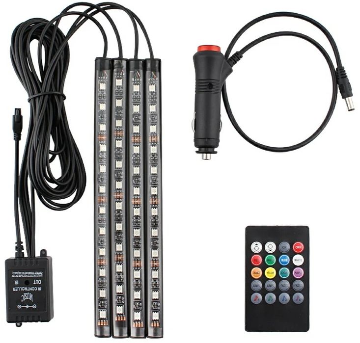 Подсветка салона авто Led RGB 12 smd РГБ декоративная цветная ЛЕД