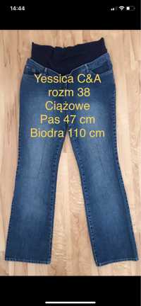 Spodnie ciążowe jeansy/ dżinsy Yessica C&A  38 niebieskie  M Vintage