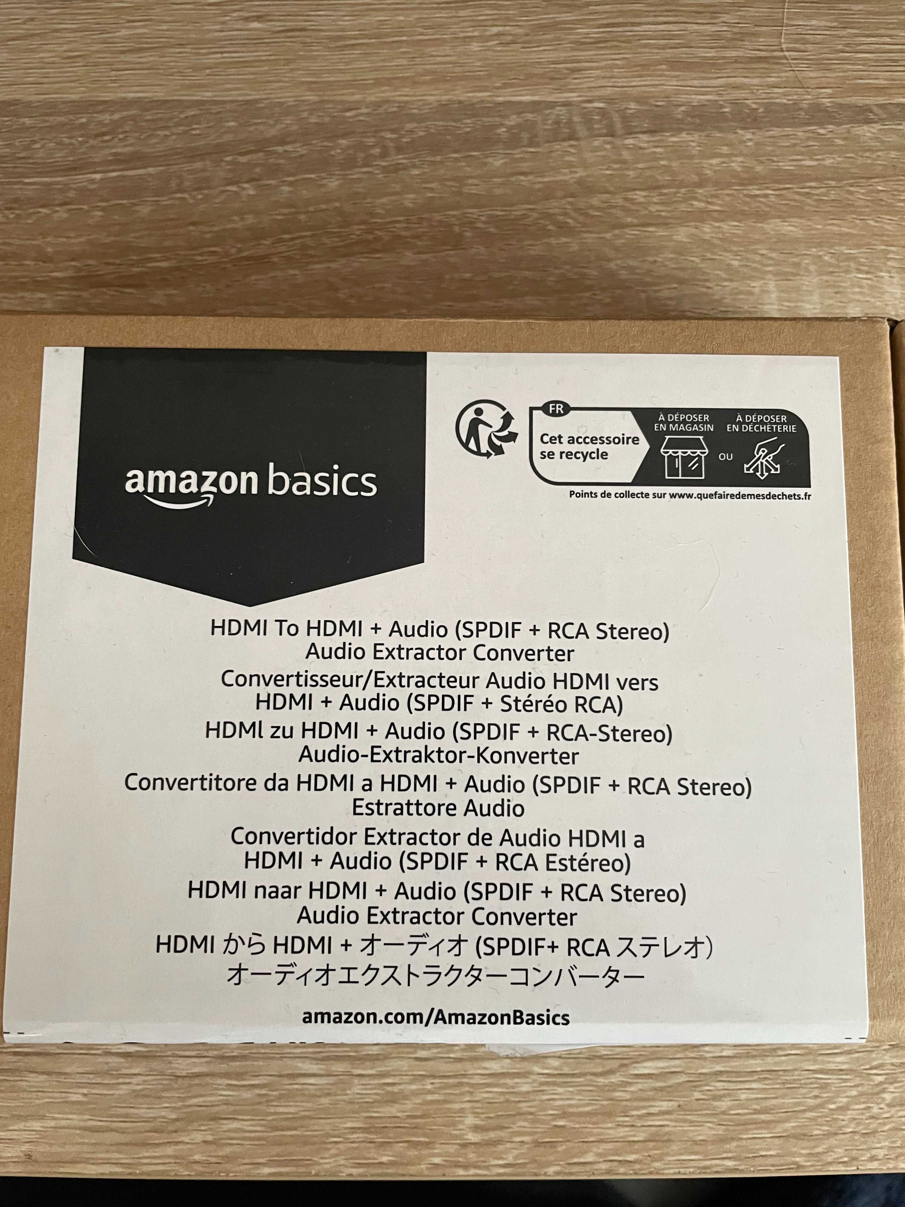 Amazon Basics 4K HDMI na HDMI i Audio Extractor Converter - Czarny