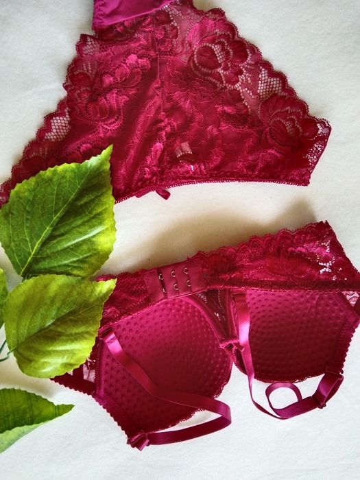 M 38 czerwony seksowny komplet bielizny strój kostium bielizna stanik