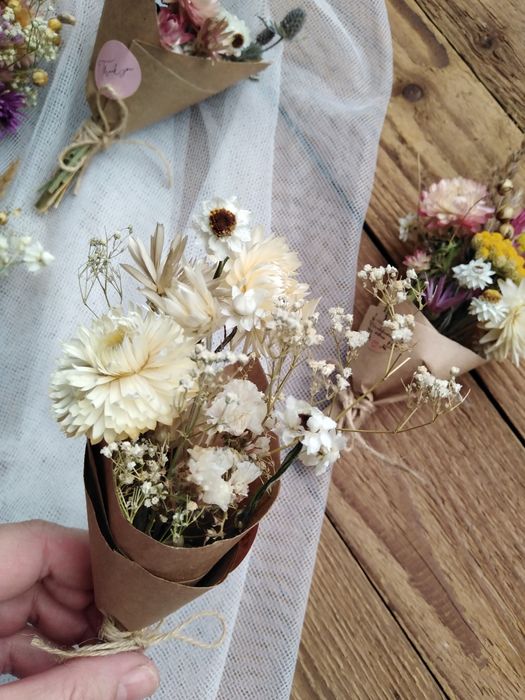 Upominek, podziękowanie dla gości, mini bukiecik boho, suszone kwiaty