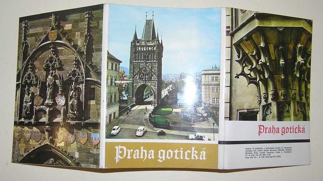 Stare pocztówki czechosłowackie Praha goticka 12 szt obwoluta opis