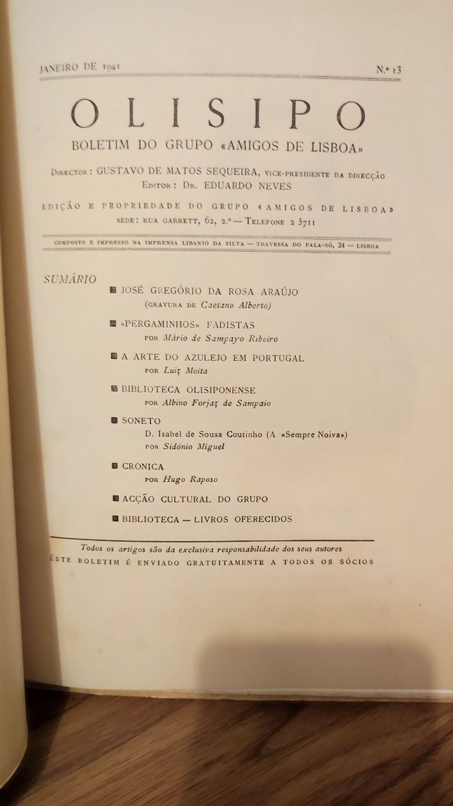 Olisipo - Boletim do Grupo "Amigos de Lisboa" Janeiro 1942