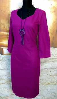 DENI CLER sukienka w kolorze fuksji 100% wełna r.36