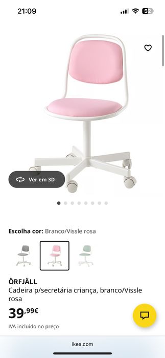 Cadeira secretária rotativa criança