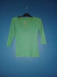 Zielona bluzka z bawełny z  rękawem 3/4 L
