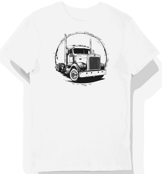 Koszulka męska biała z motywem kultowych ciężarówek XXL