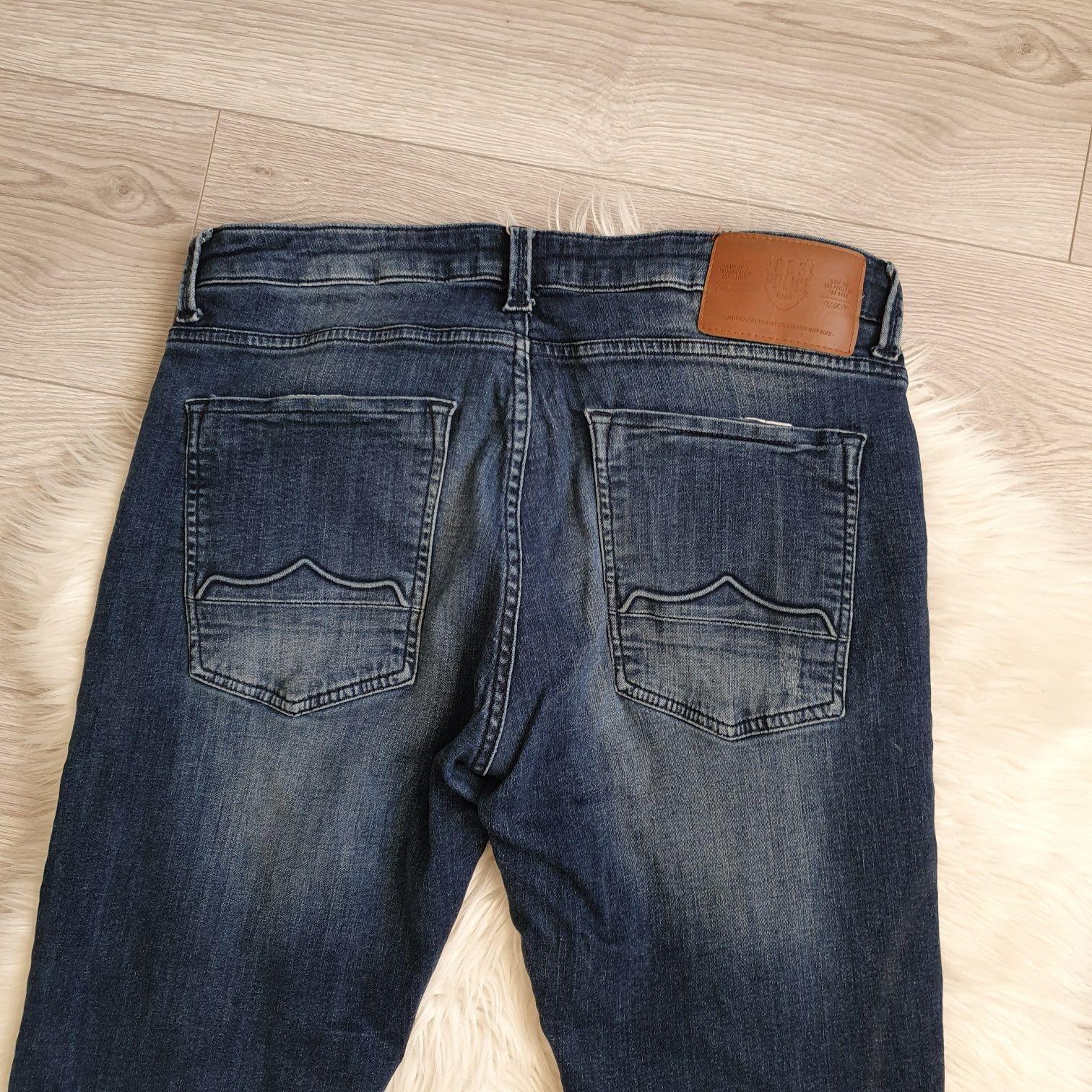 883 police spodnie jeansy męskie dżinsy premium slim fit dziury L XL42