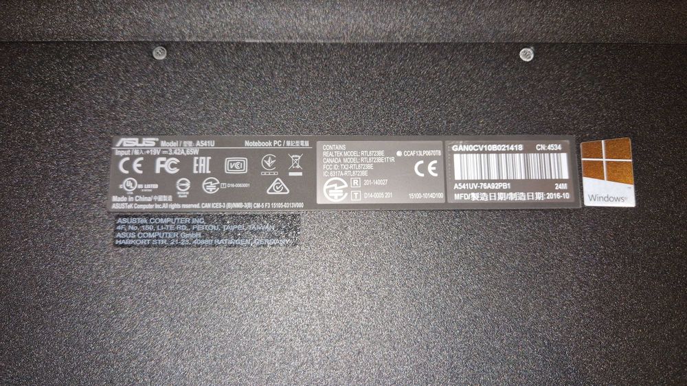Portátil ASUS A541U i7 / 1TB/ 8GB