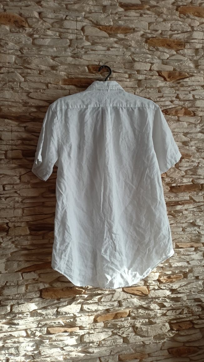 Lniana Biała Koszula Ralph Lauren Old Money Aesthetic Rozmiar M