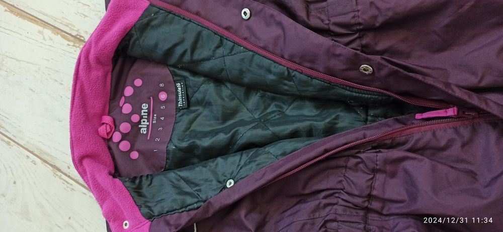 Śliwkowy kombinezon Alpine zimowy dziewczynka 6lat bdb