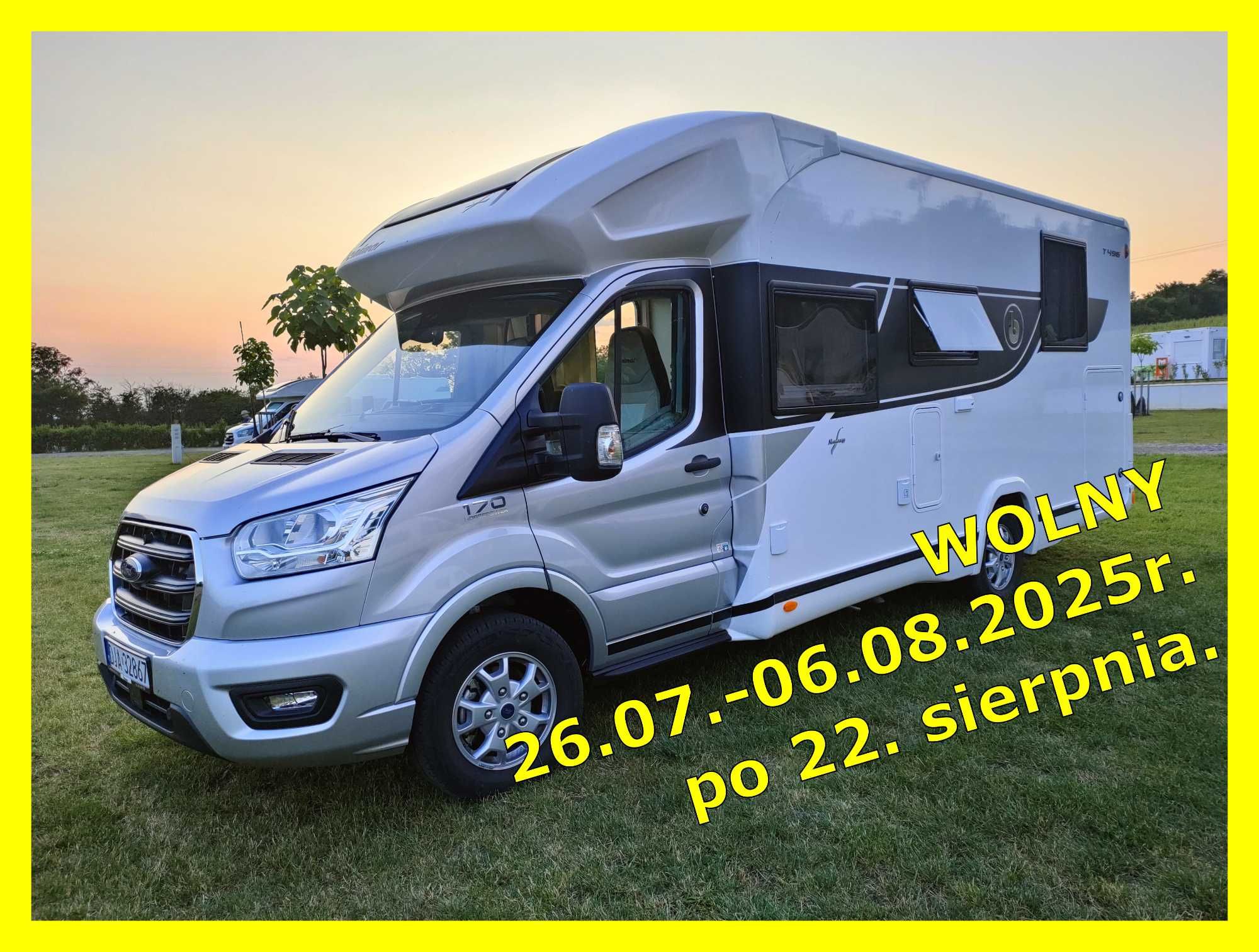 KAMPER WYNAJEM Nowy BENIMAR 496 Automat - WOLNY 26.07.-06.08.2025r.