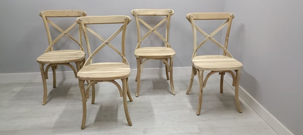 Krzesła drewniane krzyżak Fameg, szlifowane do malowania dost. 30szt
