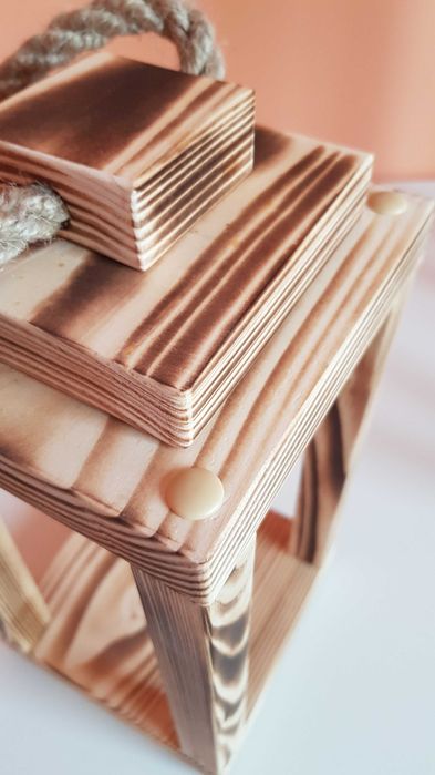 3 Lampiony ozdobne drewniane 49cm, 39cm i 29cm