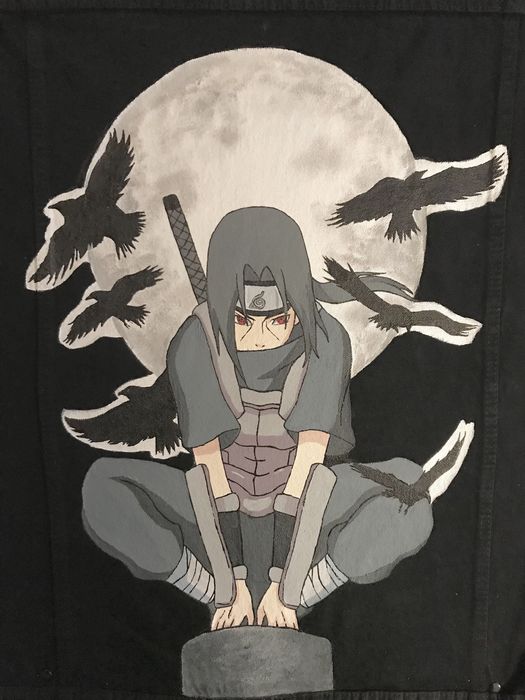 Itachi Uchiha ręcznie malowana kurtka jeansowa anime Naruto