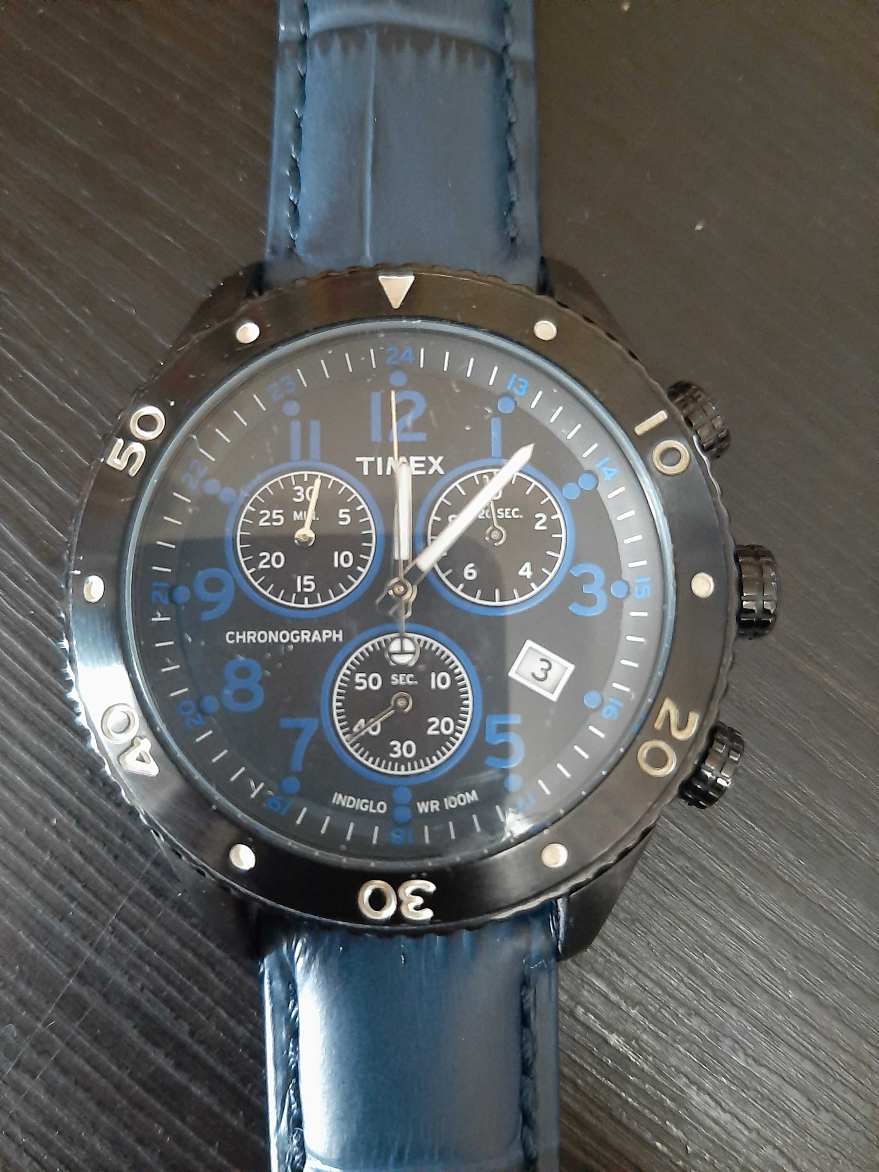 Relógio Timex E-Class Chronograph - Indiglo 100 WR - Azul