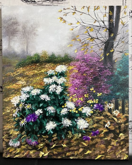 Картина олією «Осінь. Хризантеми» 50х60 см