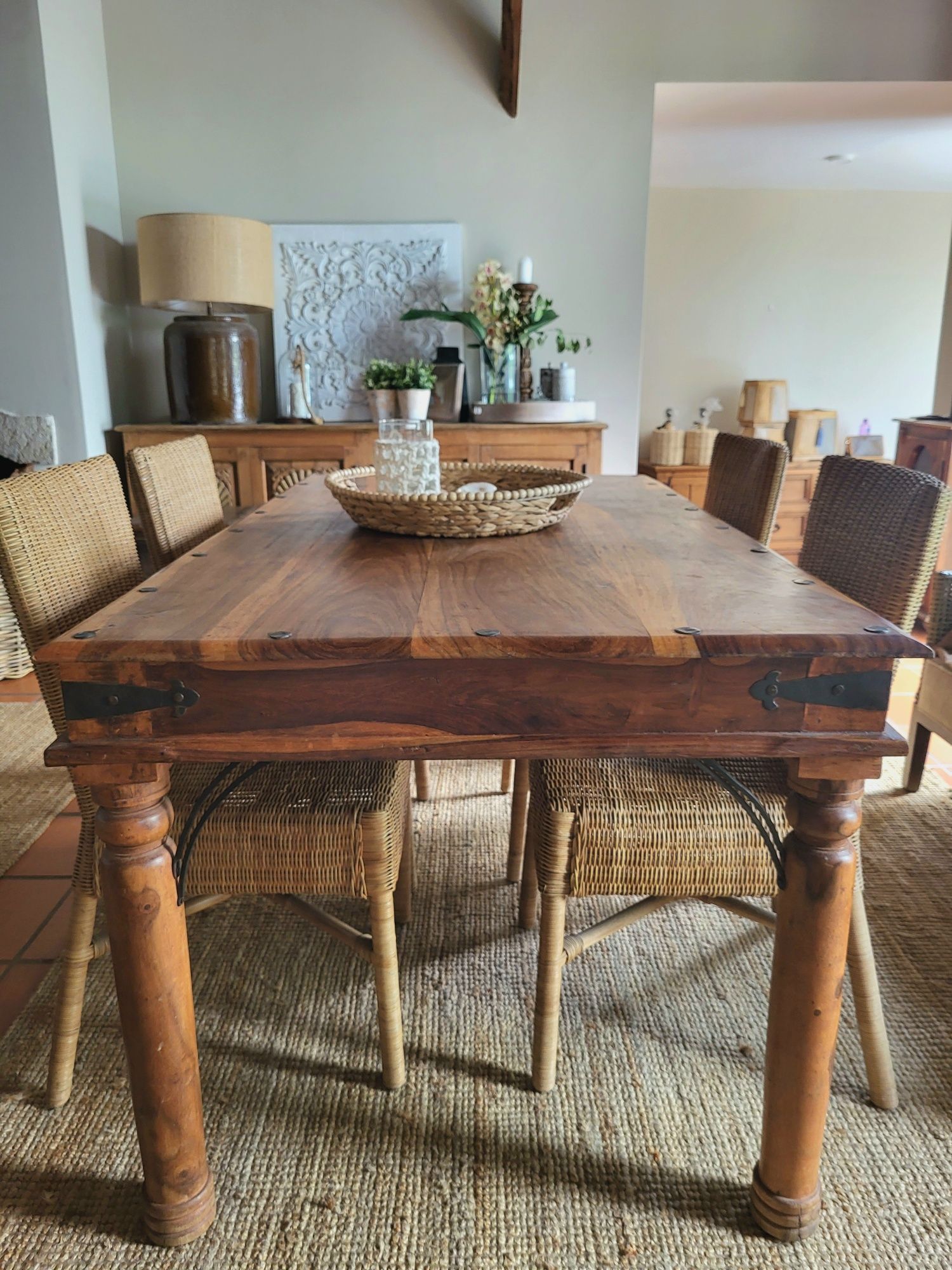 mesa, refeições, secretaria, indiano, oriental, rustico