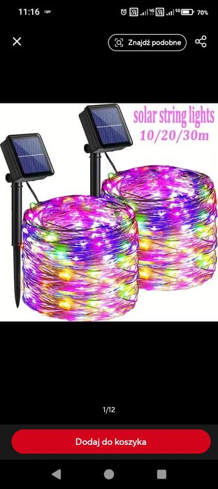 Ledowe oświetlenie solarne 15 m