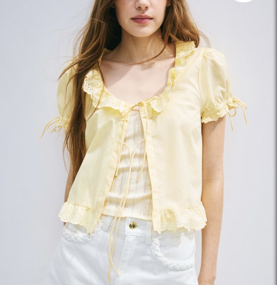 Жовта блуза з завʼязками H&M, p. S