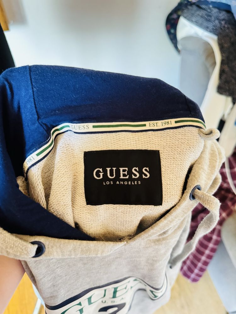 Szara bluza męska z kapturem Guess Perce, S M
