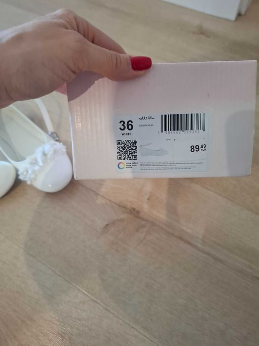Baleriny buty komunijne 36 biale lakierki nelli blu