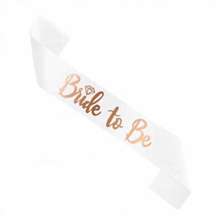 Szarfa Na Wieczór Panieński Bride to Be Biała Rose Gold Różowe Złoto
