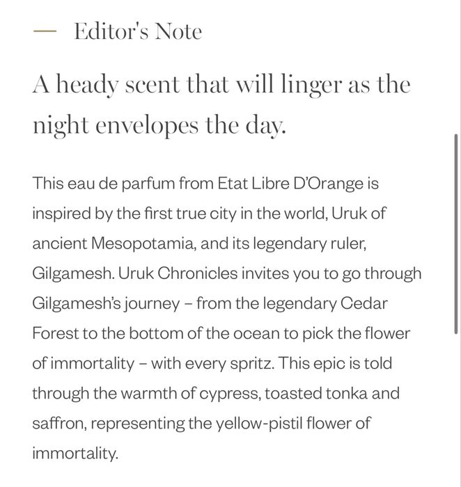 Парфуми Etat Libre d’Orange, Uruk Chronicles, 10 ml