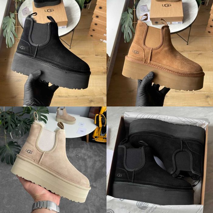 Женские ботинки UGG Neumel Platform Chelsea 36-41 Натур Замша! Купить!