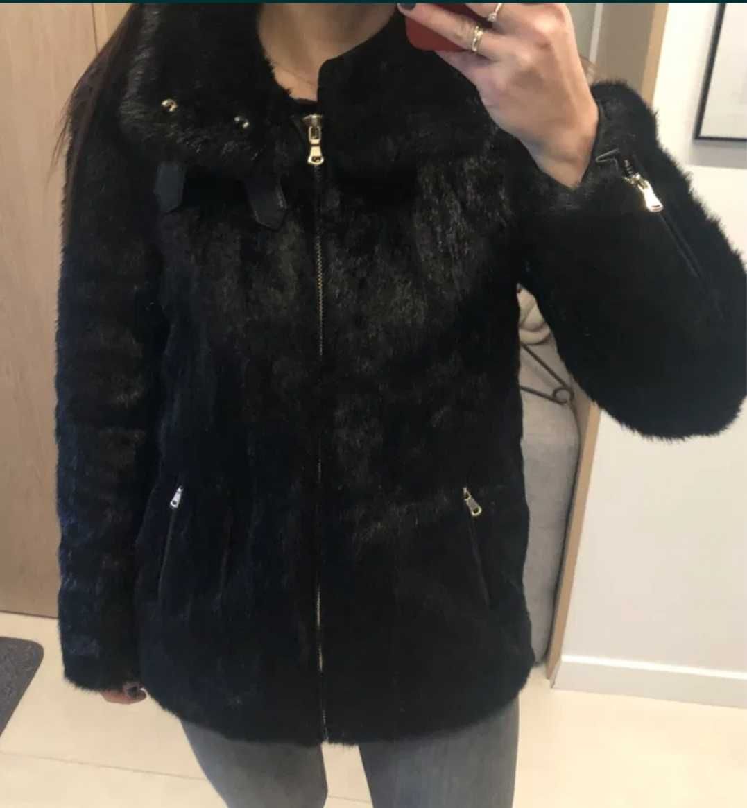 Czarne futerko  Zara XS/S